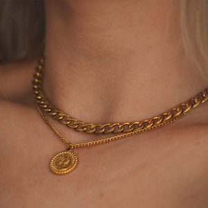 two chain set retro necklace