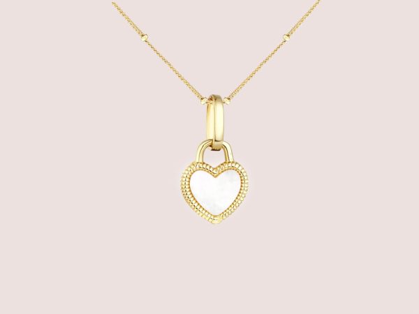 Shell Heart Pendant Beaded Chain Necklace