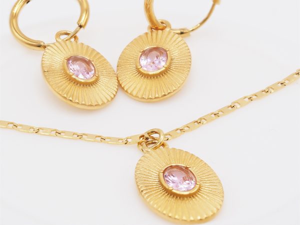 sunshaped zircon necklace and earrings