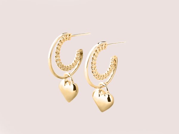 gold heart hoop earring