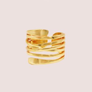 Stacking Patterned 18K Gold Plated Open Ring