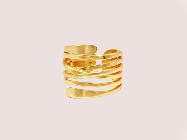 Stacking Patterned 18K Gold Plated Open Ring