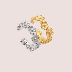 Dainty Irregular Flower 18K Gold Plated Ring