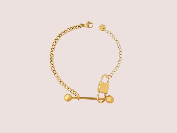 18K Gold Plated Bar Lock Bracelet