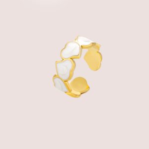 18K Gold Plated White Heart Ring