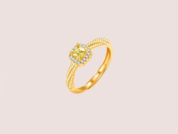 Cubic Zirconia Yellow 18K Gold Ring