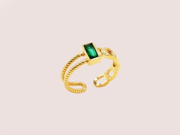 Green Cubic Zirconia Ring