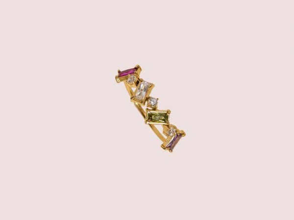 multi-coloured zircon dainty ring