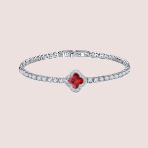 Moissanite Diamond Clover Bracelet red