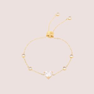 Zircon Heart Adjustable Bracelet gold