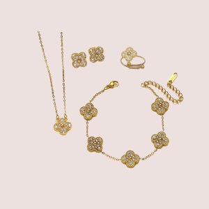 4 piece clover set stone gold