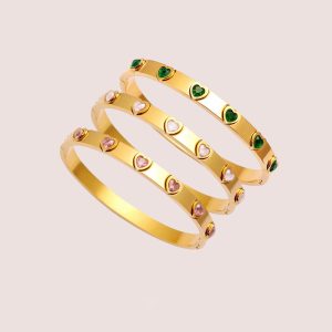 zircon heart bangles