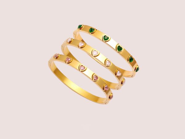 zircon heart bangles