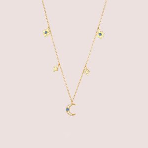 Blue Zircon Moon necklace