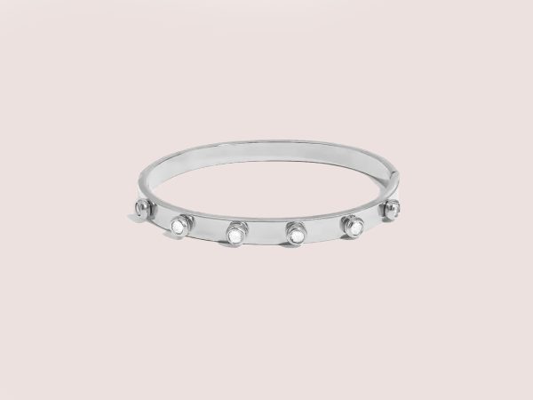 circle cubic zirconia bangle in silver