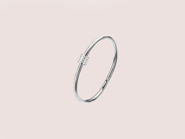 screw zircon bangle in silver