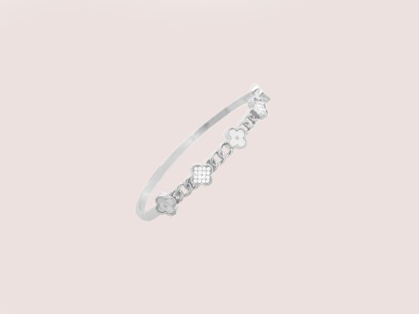 flower bangle in silver