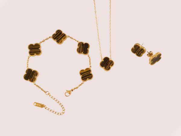 Tiger Eye Clover Set